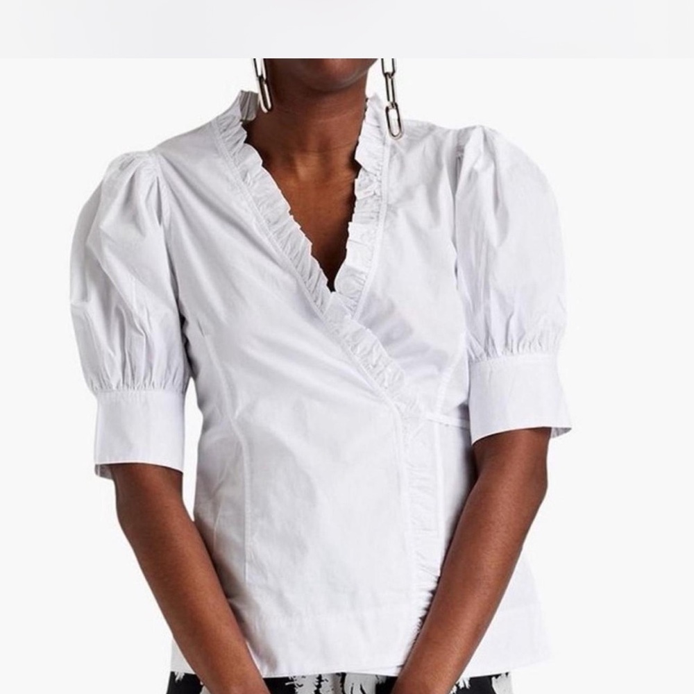 Ganni White Ruffled Blouse
